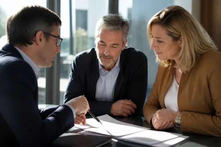 Couple discutant de la fiscalité de leur compte titres ordinaire avec un conseiller.