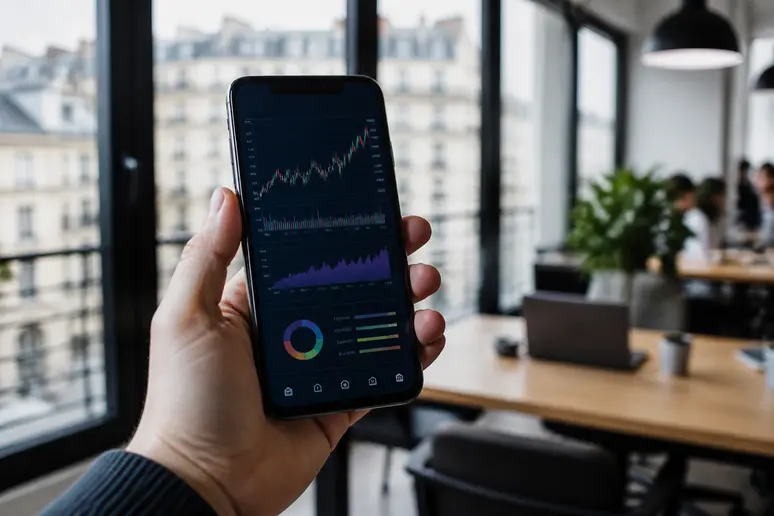 Une main tenant un smartphone affichant l'application Bourse Direct, illustrant l'accès facile aux investissements boursiers.