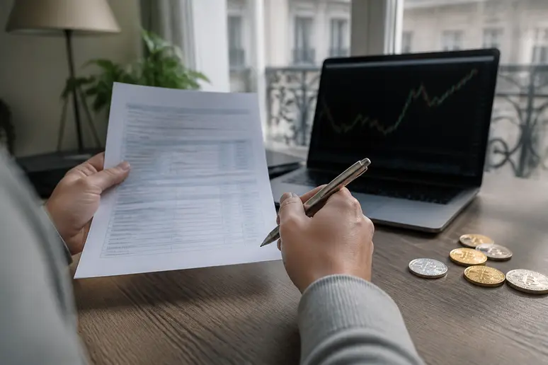 Déclaration fiscale de plus-values en France, détaillant l'imposition de la polkadot crypto.