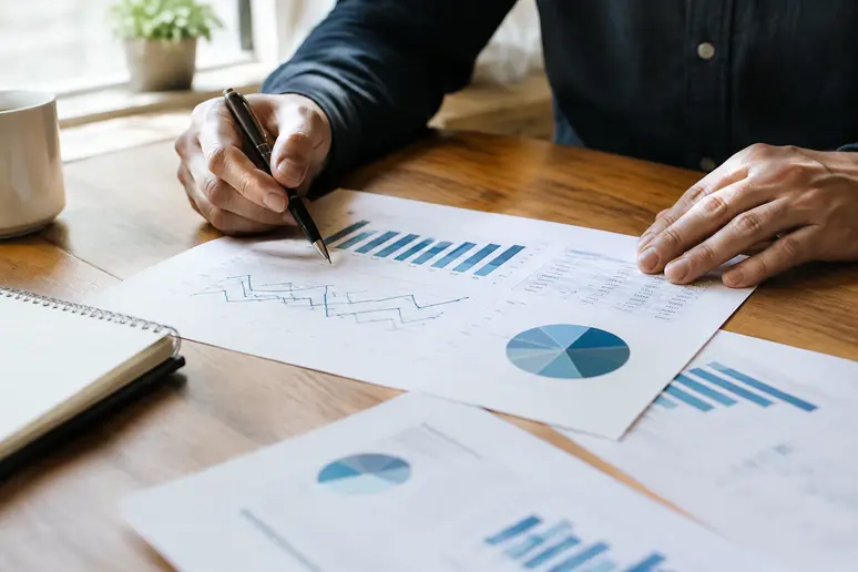 Investisseur analysant des documents financiers pour choisir un etf argent en Bourse