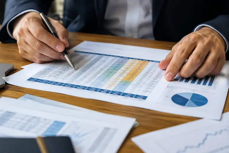Analyste financier consultant les notes de crédit d'obligations d'entreprises euro