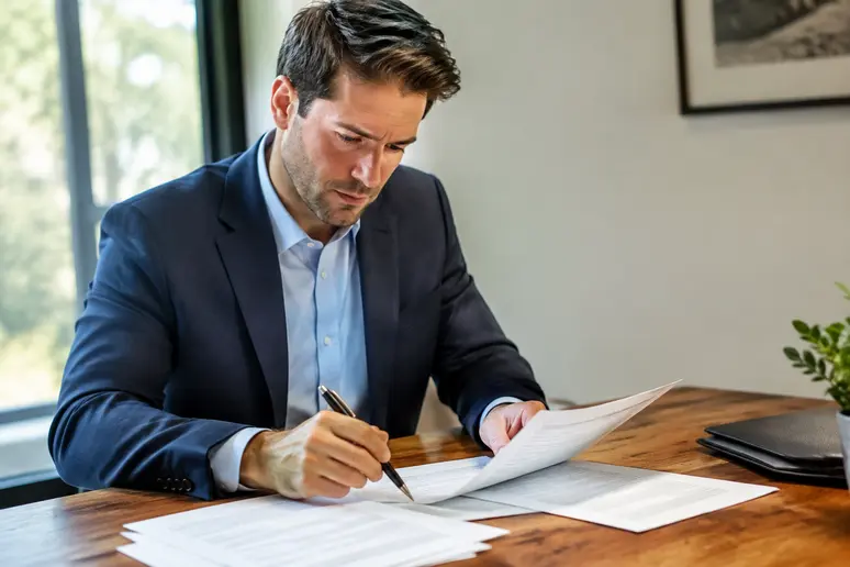 Investisseur analysant les frais de gestion et de courtage sur un contrat d'assurance vie